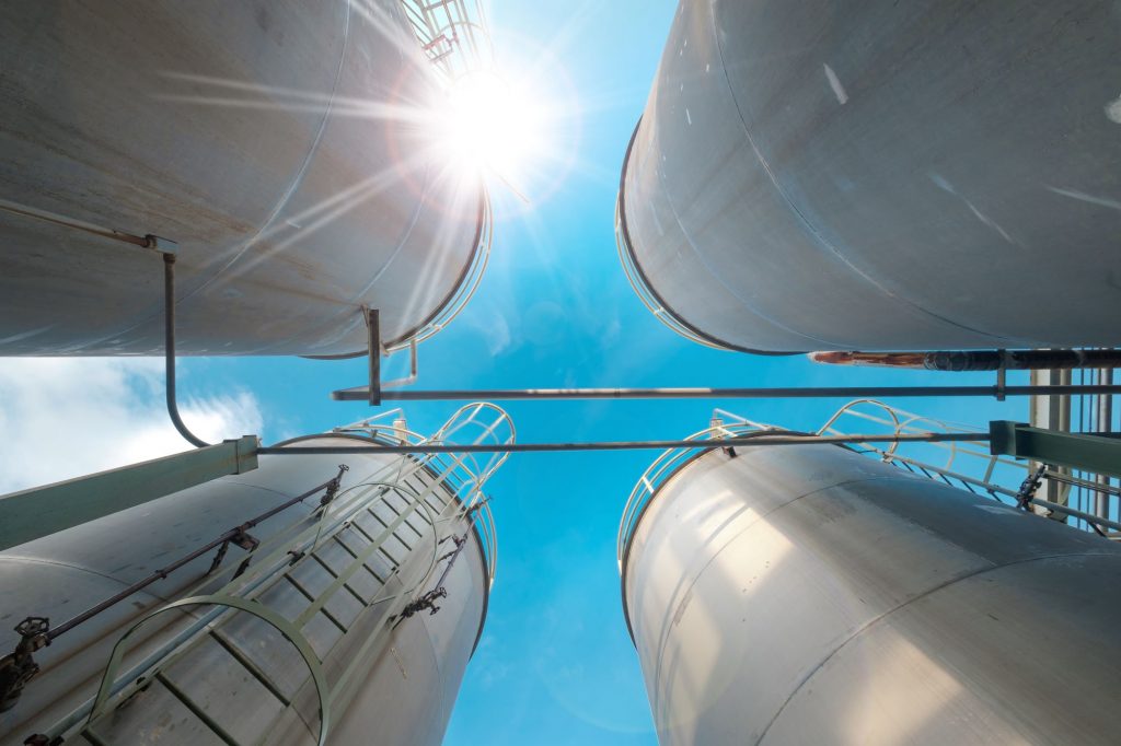 Water tanks in sunlight