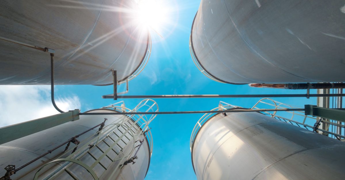 Water tanks in sunlight