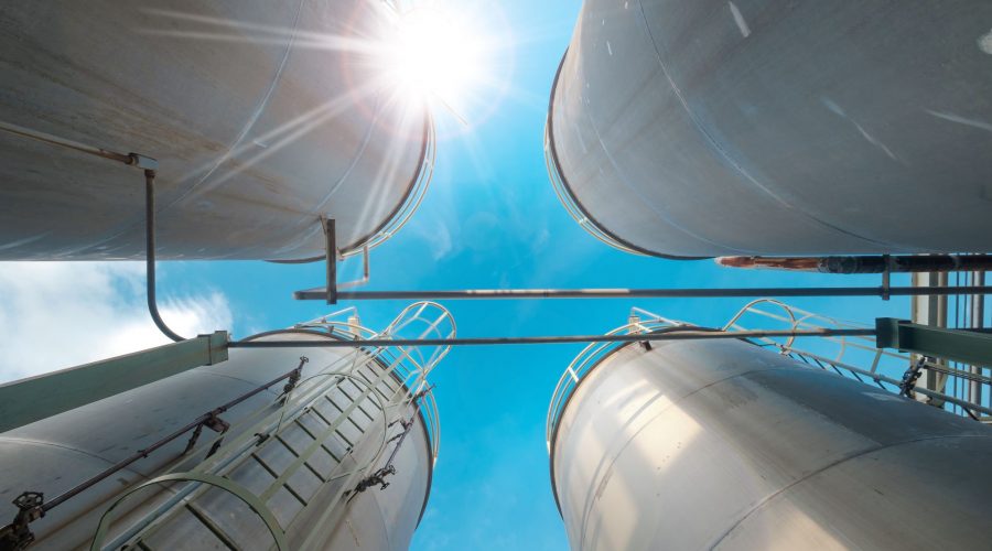 Water tanks in sunlight